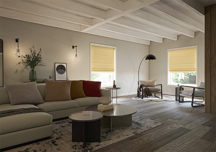 Akoya Faux Silk, Lustre Old Gold - Motorised Roman Blind - Image 6